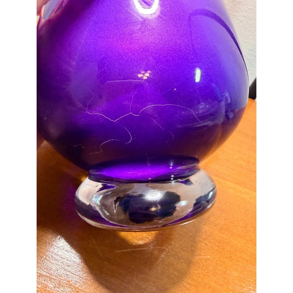 PartyLite Amathyst Candle Holder Vase Flared Rim Clear Pedestal‎ Base 5.5